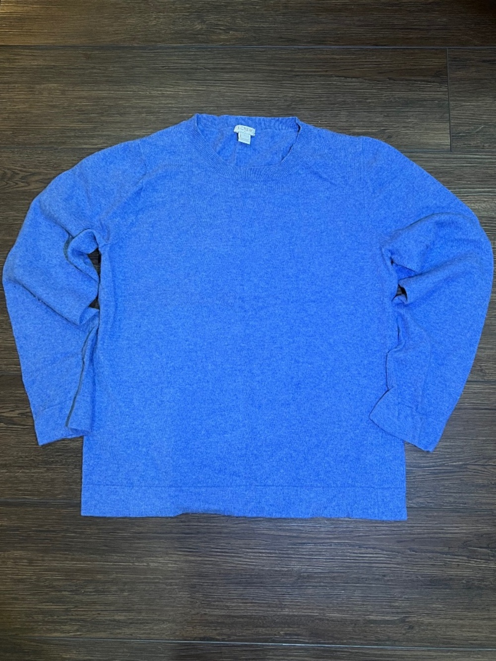 J.Crew Blue Wool Cotton Blend Sweater Womens L Crewneck Knit Soft Classic Casual